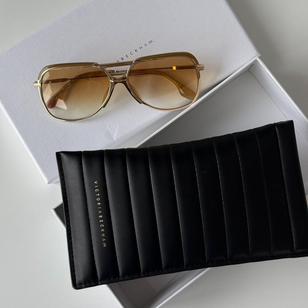 Victoria Beckham Sunglasses - Model VB205S in color GOLD/HONEY - New with box